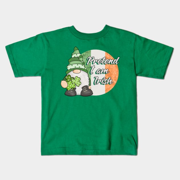 Pretend I am Irish Funny Gnome St Patricks Day Kids T-Shirt by Irene Koh Studio